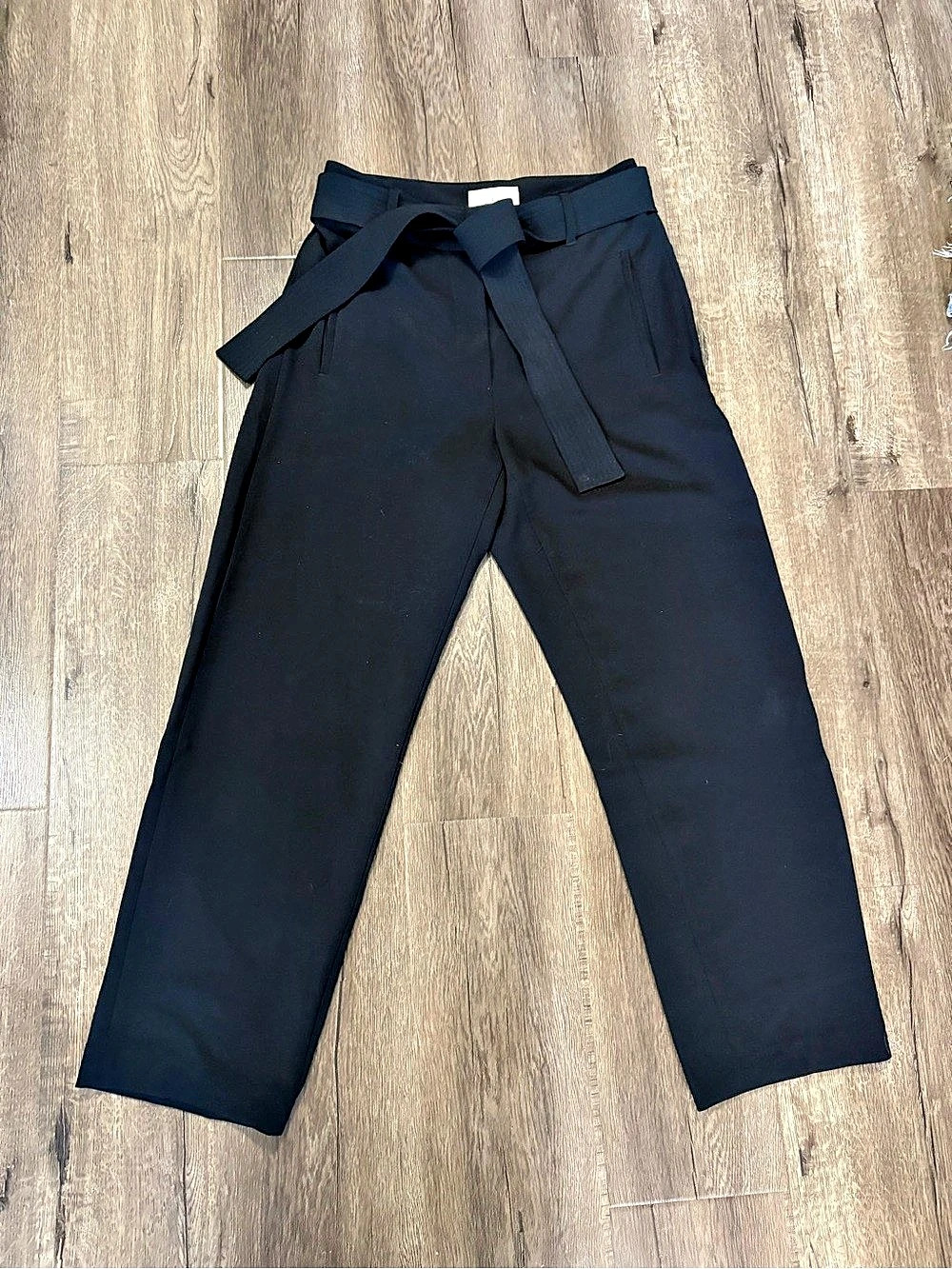 Wilfred Tie Front Pant Cropped Black Tie-Waist Trousers